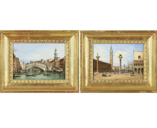 Giovanni Grubacs (Venice, 1830 – 1919) - Pair of Venetian Views
