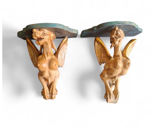 Pair of Harpy Sculptures