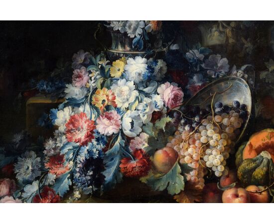 Michele Antonio Rapos (Turin 1733-1819), Still life of flowers and fruit, oil on canvas