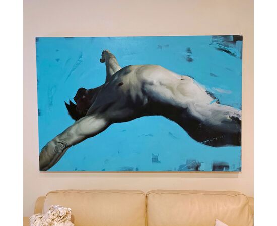 Oil on canvas, male nude by Filippo Manfroni