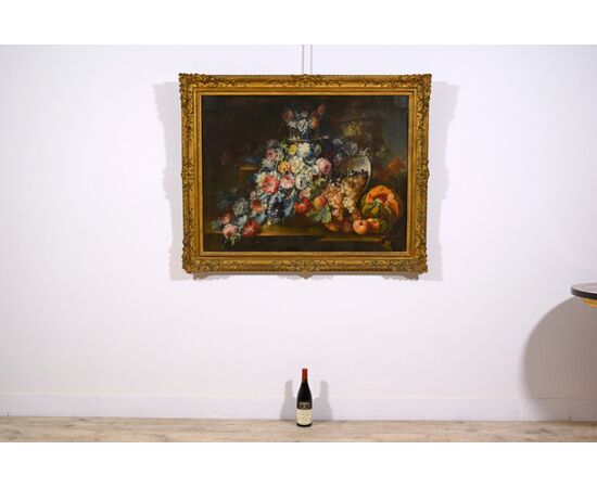 Michele Antonio Rapos (Turin 1733-1819), Still life of flowers and fruit, oil on canvas