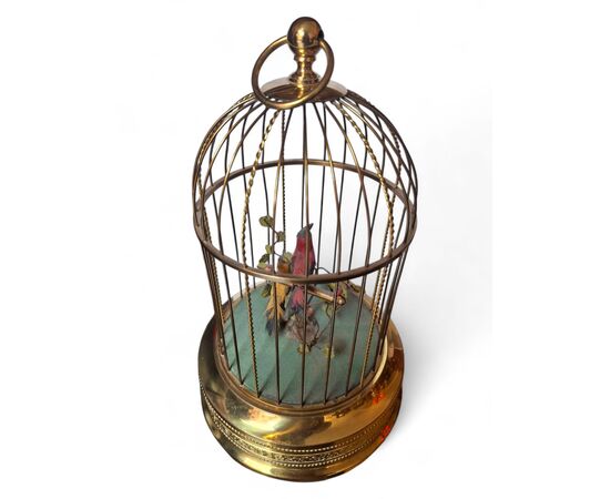 Birdcage music box with two automaton birds