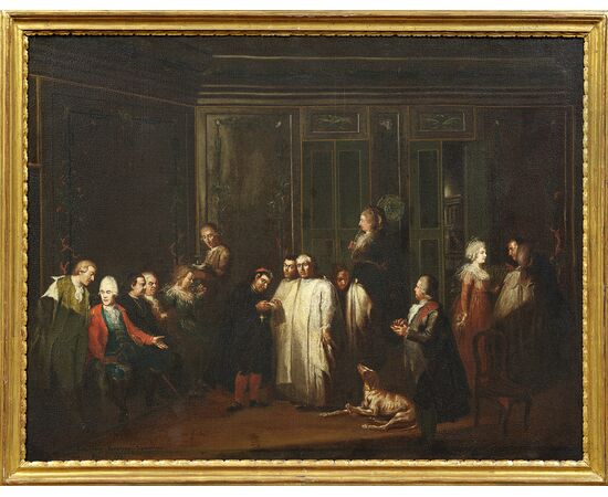 Gaetano Grezler (attivo in Veneto nella seconda metà del XVIII secolo) - Scena d’interno con personaggi