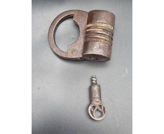 German wrought iron padlock with original key – 18th century