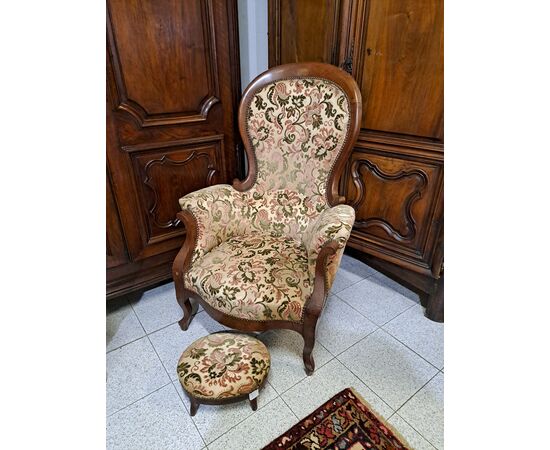 Louis Philippe armchair with footrest