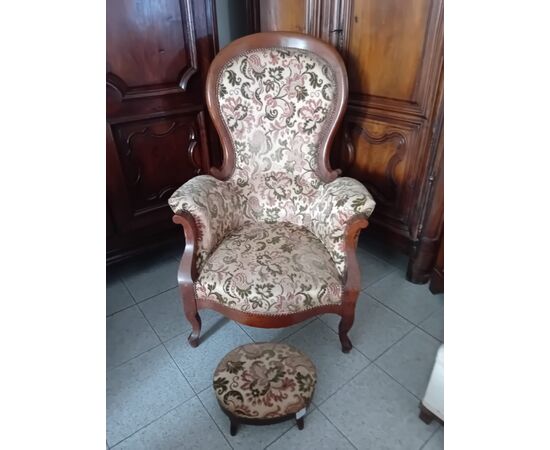 Louis Philippe armchair with footrest