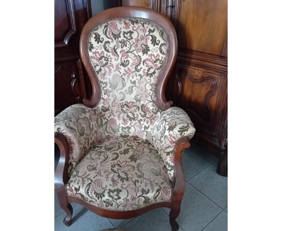 Louis Philippe armchair with footrest