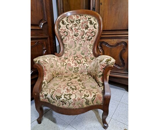 Louis Philippe armchair with footrest