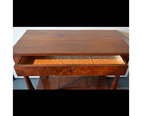 Walnut console with drawer