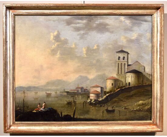 Mediterranean coastal landscape, Flemish painter active in Italy in the eighteenth century