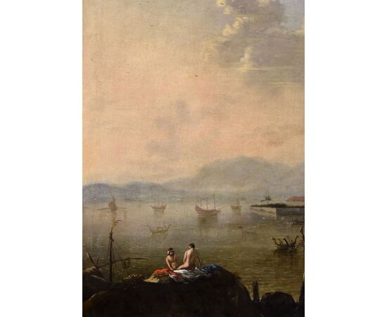 Mediterranean coastal landscape, Flemish painter active in Italy in the eighteenth century