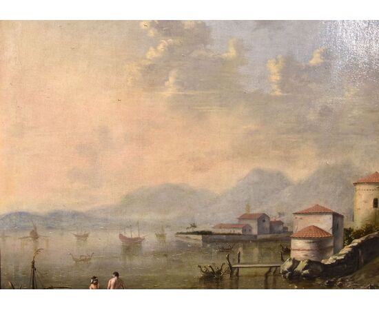 Mediterranean coastal landscape, Flemish painter active in Italy in the eighteenth century