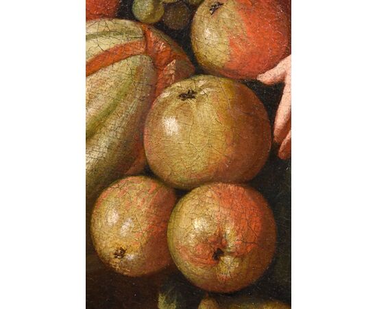 Fruit composition supported by three angels, Roman School of the early 18th century Luigi Garzi (Pistoia 1638 – Rome 1721)