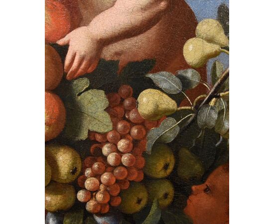 Fruit composition supported by three angels, Roman School of the early 18th century Luigi Garzi (Pistoia 1638 – Rome 1721)