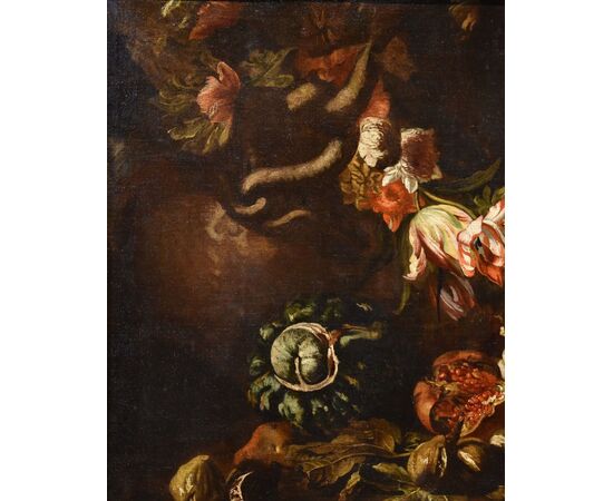 Natura morta con festone di fiori e frutta, Aniello Ascione (Napoli, notizie dal 1680 al 1708)