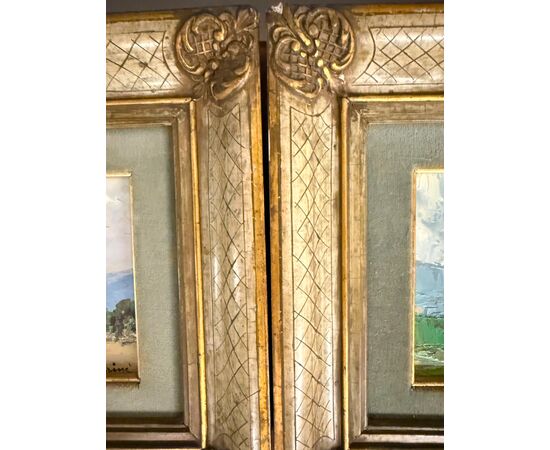 Coppia di dipinti '900 paesaggio francesi firmati Sarinè, 33x27cm