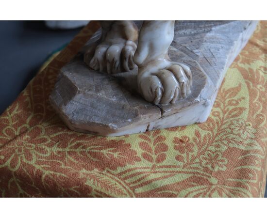 Alabaster animal sculpture: Panther, early 20th century