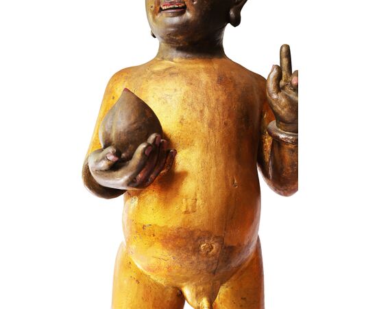 Pair of carved and lacquered wooden sculptures, China, Qing Dynasty, Guangxu period (1871-1908)
