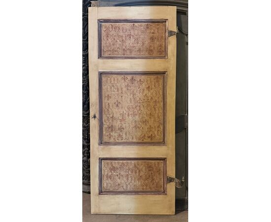 PTL714 - Antique lacquered and painted door, 18th century, dimensions cm W 90 x H 217