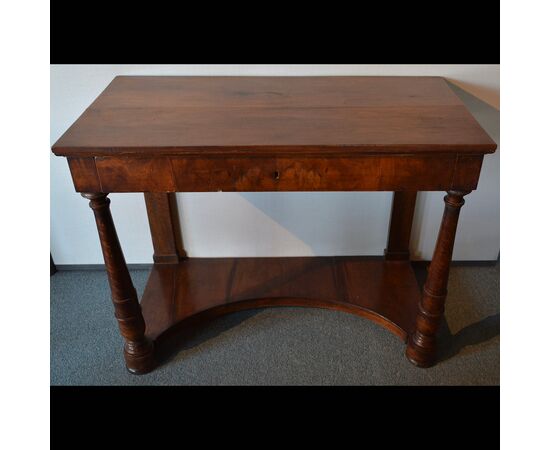 Walnut console with drawer
