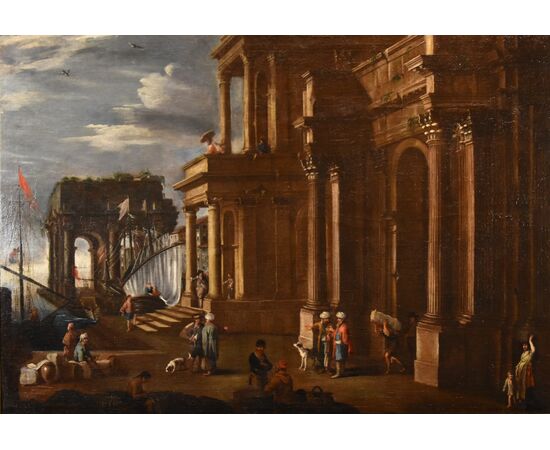 Fantastic view with port and capriccio, Alessandro Salucci (Florence 1590 - Rome 1657)