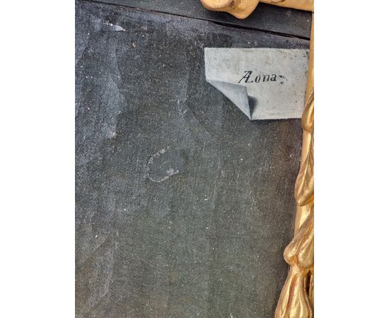 Antonio Zona – Ritratto di giovane donna con cornice scolpita in cirmolo dorato, fine XIX secol