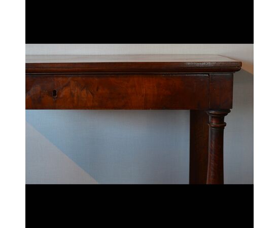 Walnut console with drawer