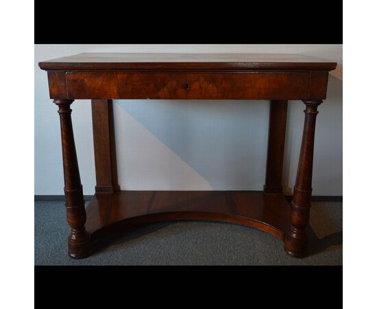 Walnut console with drawer