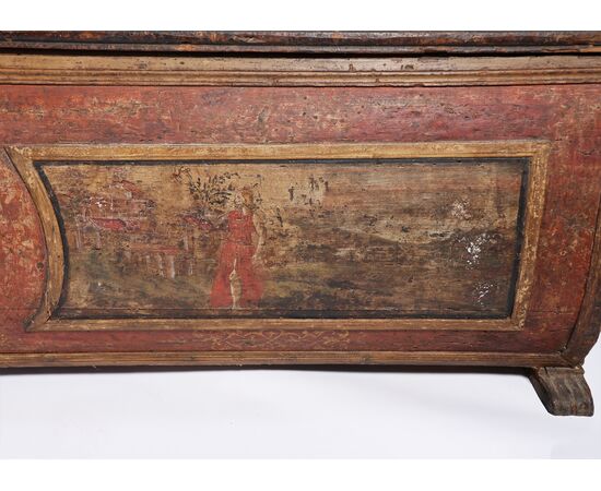 Painted and polychrome decorated wooden chest, Tuscany, 15th century