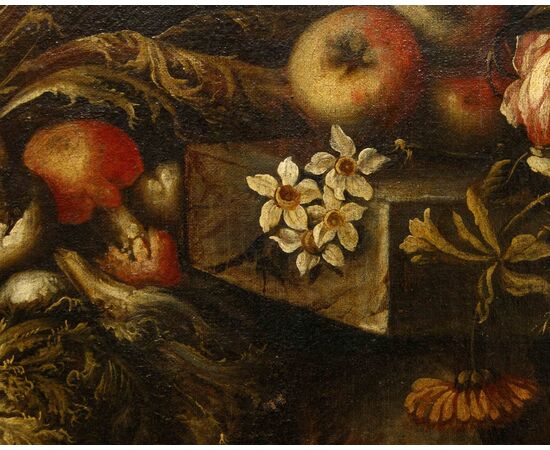 Paolo Paoletti (Padua, around 1671 - Udine, 1735), Still life with vegetables, fruit and mushrooms