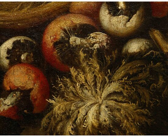 Paolo Paoletti (Padua, around 1671 - Udine, 1735), Still life with vegetables, fruit and mushrooms