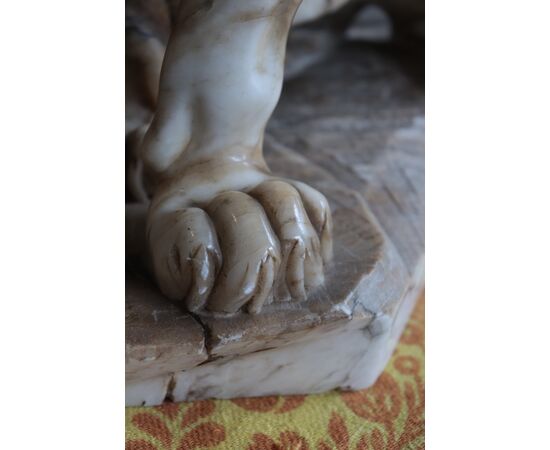 Alabaster animal sculpture: Panther, early 20th century