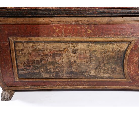 Painted and polychrome decorated wooden chest, Tuscany, 15th century
