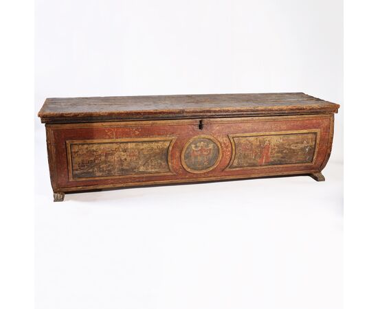 Painted and polychrome decorated wooden chest, Tuscany, 15th century