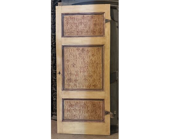 PTL714 - Antique lacquered and painted door, 18th century, dimensions cm W 90 x H 217