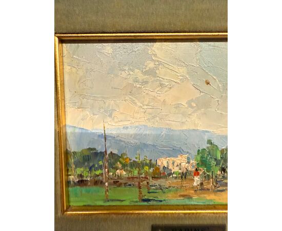 Coppia di dipinti '900 paesaggio francesi firmati Sarinè, 33x27cm