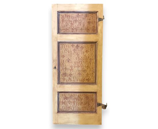 PTL714 - Antique lacquered and painted door, 18th century, dimensions cm W 90 x H 217