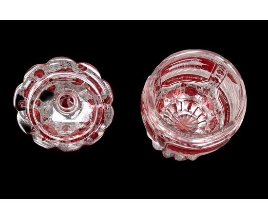 Crystal layered and cut glass - box. Bohemia