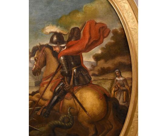 Saint George slays the Dragon, Follower of Raffaello Sanzio (Urbino, 1483 – Rome, 1520), 17th-18th century