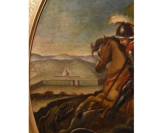 Saint George slays the Dragon, Follower of Raffaello Sanzio (Urbino, 1483 – Rome, 1520), 17th-18th century