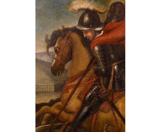 Saint George slays the Dragon, Follower of Raffaello Sanzio (Urbino, 1483 – Rome, 1520), 17th-18th century