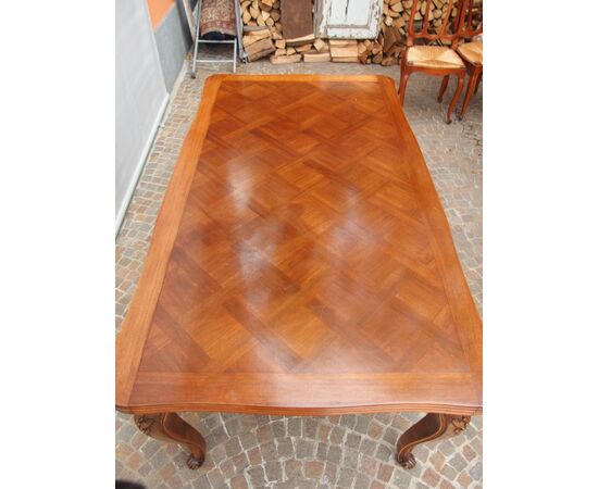 LARGE PULL-OUT EXTENDABLE WALNUT TABLE IN PROVENCAL STYLE, 20TH CENTURY, CM L 180xW100xH77