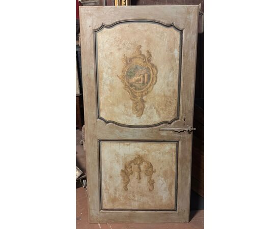 PTL715 - Antique double-sided lacquered door, 18th century, dimensions cm W 100 x H 200