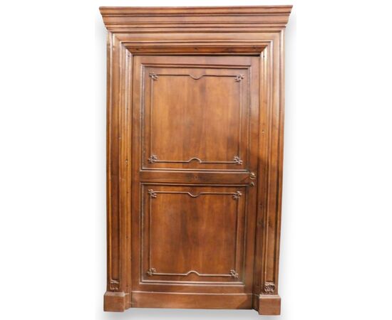 PTS358 - N. 4 Carlo X doors in walnut and burr wood, with frame, 19th century, clear size cm W 92 x H 202