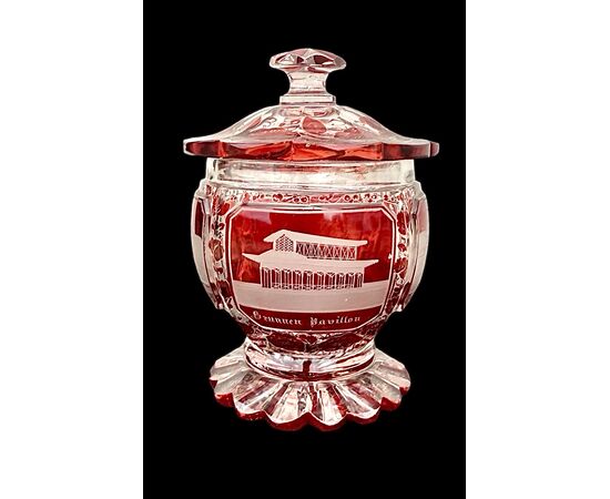 Crystal layered and cut glass - box. Bohemia