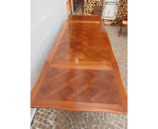 LARGE PULL-OUT EXTENDABLE WALNUT TABLE IN PROVENCAL STYLE, 20TH CENTURY, CM L 180xW100xH77