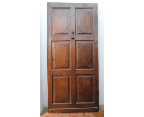 PTCI472 - Baroque walnut entrance door, 18th century, dimensions cm W 104 x H 230