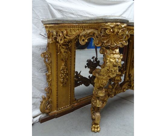 Importante consolle in gesso e legno dorato Piemonte primi 1800 Torino