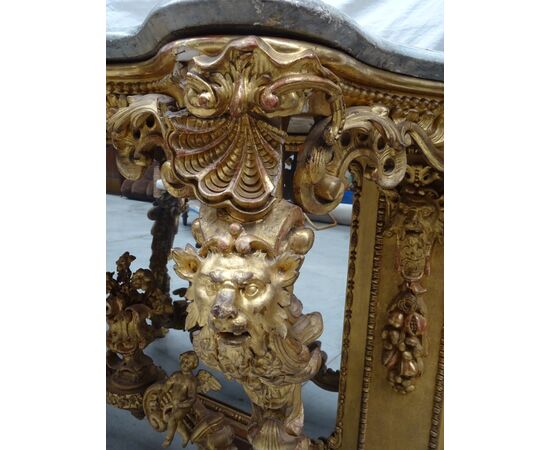 Importante consolle in gesso e legno dorato Piemonte primi 1800 Torino