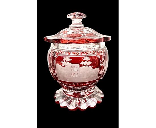 Crystal layered and cut glass - box. Bohemia